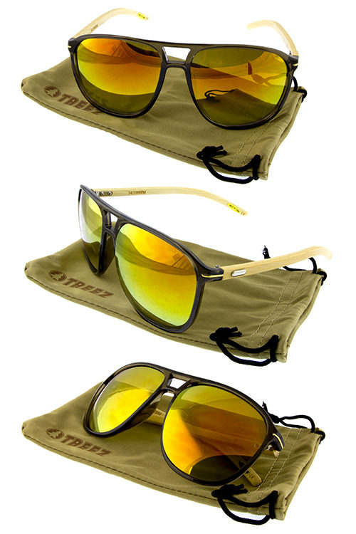 Unisex bamboo wood blended sunglasses including soft pouches Y-541088REV