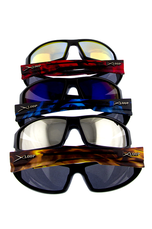 Mens fully wrap around xloop plastic sunglasses A3-X2578FLA - City Sunglass