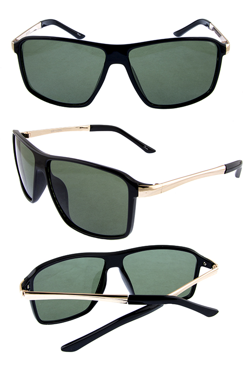 Mens glass lens metal arm detailed sunglasses F2-GR1122 - City Sunglass