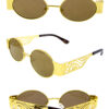 Unisex oval geometric rounded metal sunglasses B1-4870