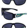 Mens plastic square green leaf retro sunglasses F4-91084MJ