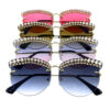 Womens rhinestone rimless butterfly sunglasses D-MTC3015 - Image 2