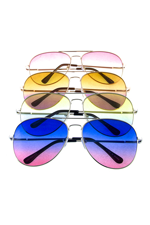 Womens metal two toned aviator sunglasses AB2-52018MH - City Sunglass