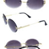 Womens metal rimless oval rounded sunglasses SD-4925