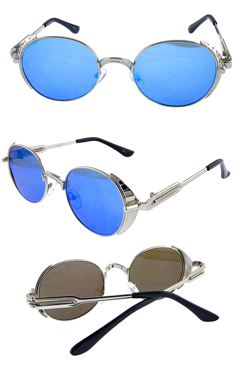 Unisex metal oval rounded classic sunglasses B3-WL99015 - City Sunglass