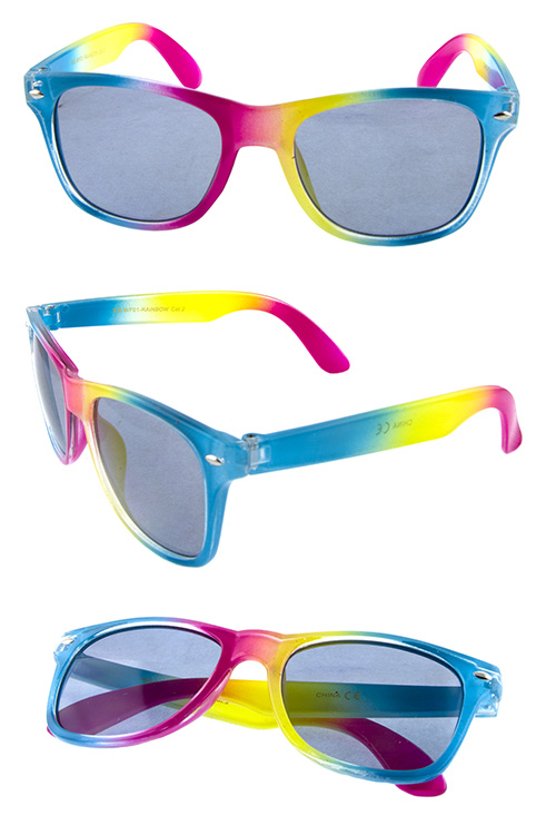 Kids square rainbow fashion plastic sunglasses OS1-KGRAINBOW