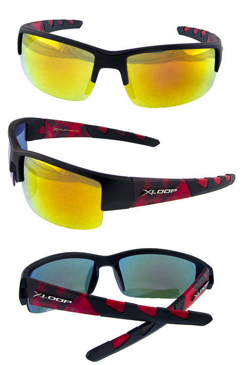 Mens Fully Wrap Around Xloop Plastic Sunglasses A3-X2578FLA, X-Loop