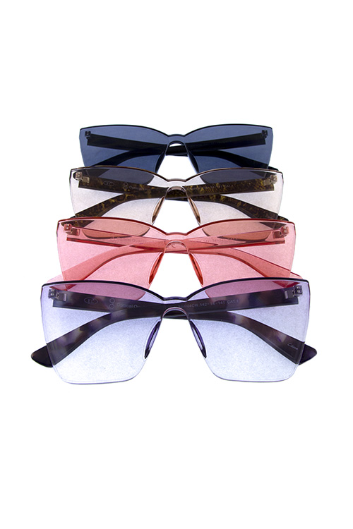 Womens rimless horned square plastic sunglasses T-202004CH - City Sunglass