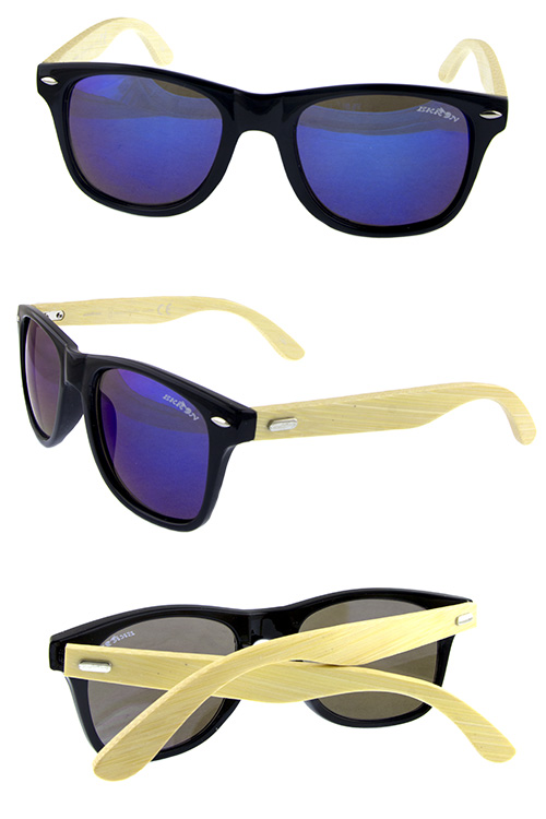 Unisex wood blended square horned sunglasses V-207001SC