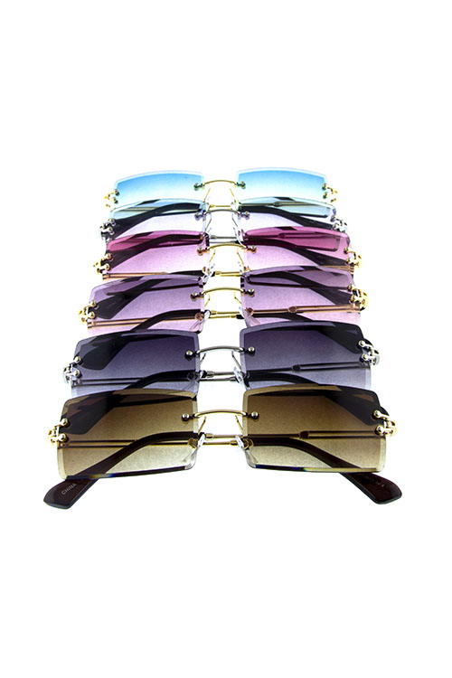 Womens metal rimless square shaped sunglasses T-GSL28203