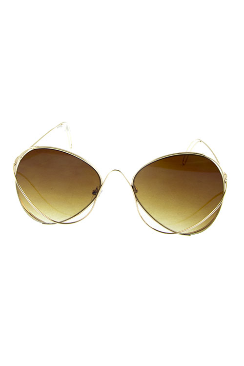 Womens rounded quirky metal fashion sunglasses V-LW18405-2