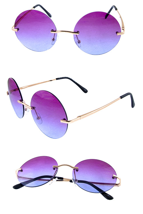 Womens metal rimless round sunglasses B2-L2007CM - City Sunglass
