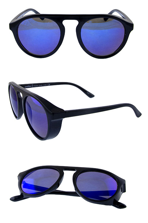 Unisex rounded sideshield plastic sunglasses F1-M2217CH