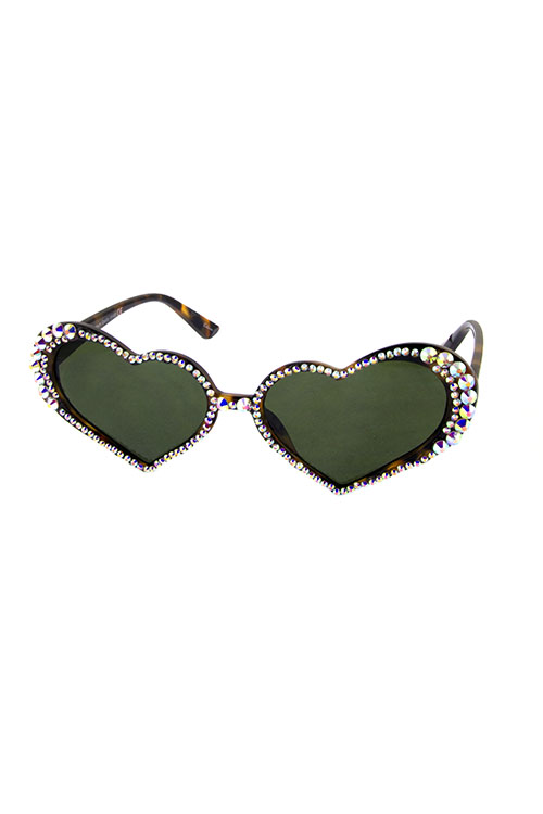 Womens rhinestone heart style sunglasses I3-L2213BY