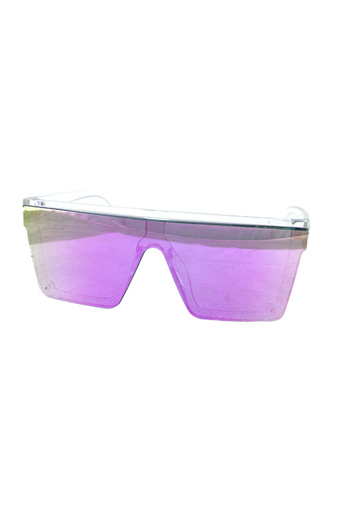 Womens monolens rimless square plastic sunglasses A5-204009YB