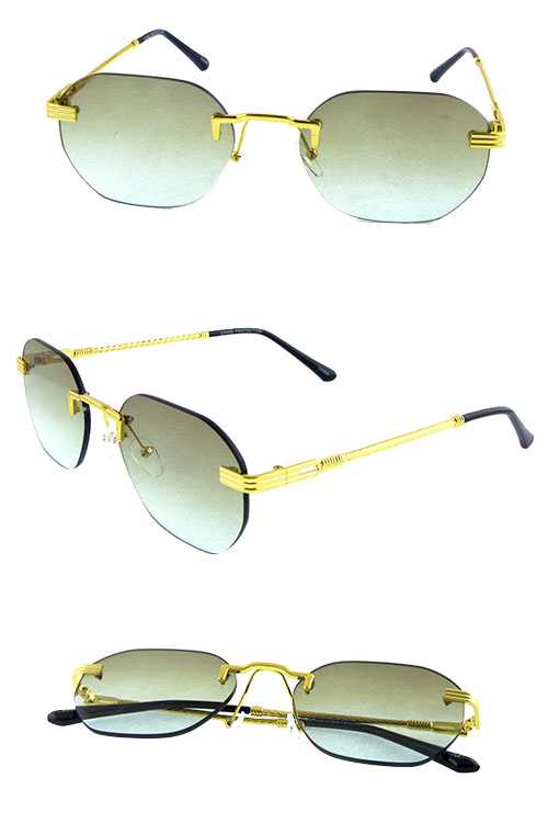 Unisex rimless oval rounded metal sunglasses A2-5056COL