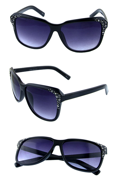 Womens rhinestone horned square sunglasses C2-RS0611