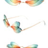 Womens rimless butterfly fashion metal sunglasses D2-5013