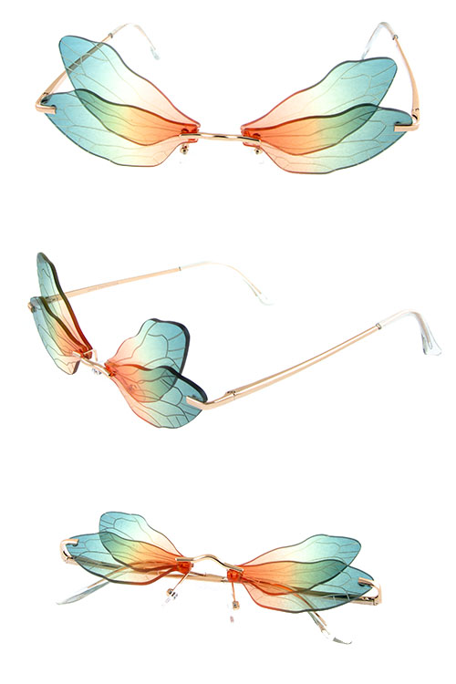 Womens rimless butterfly fashion metal sunglasses D2-5013