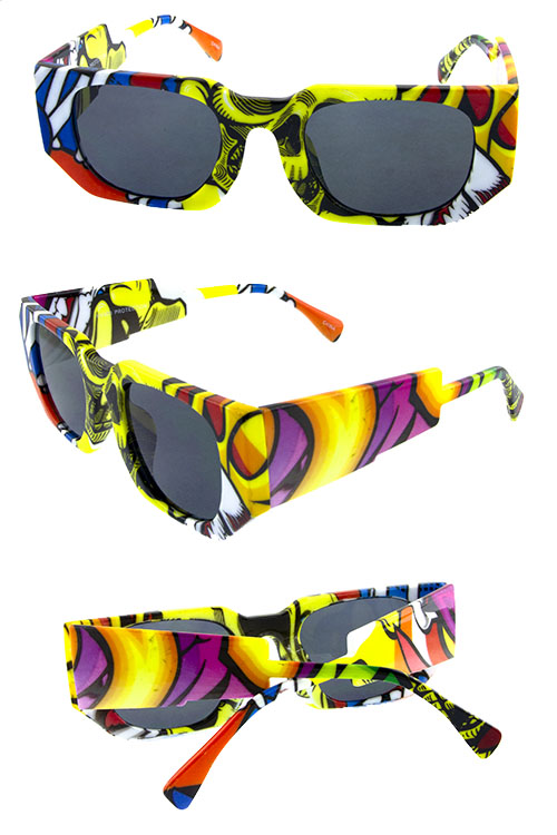 Unisex square retro plastic sunglasses D3-80407